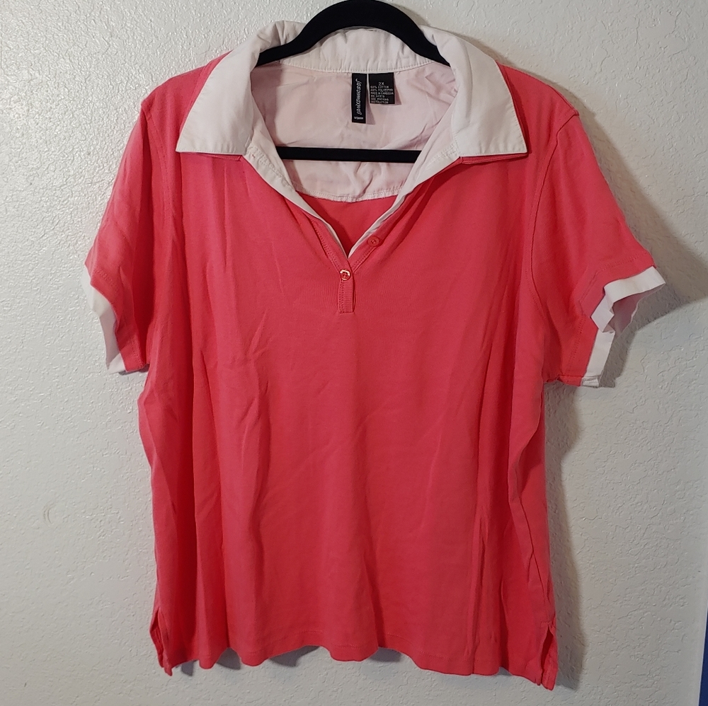 Plus Size Short Sleeve Salmon Color Top